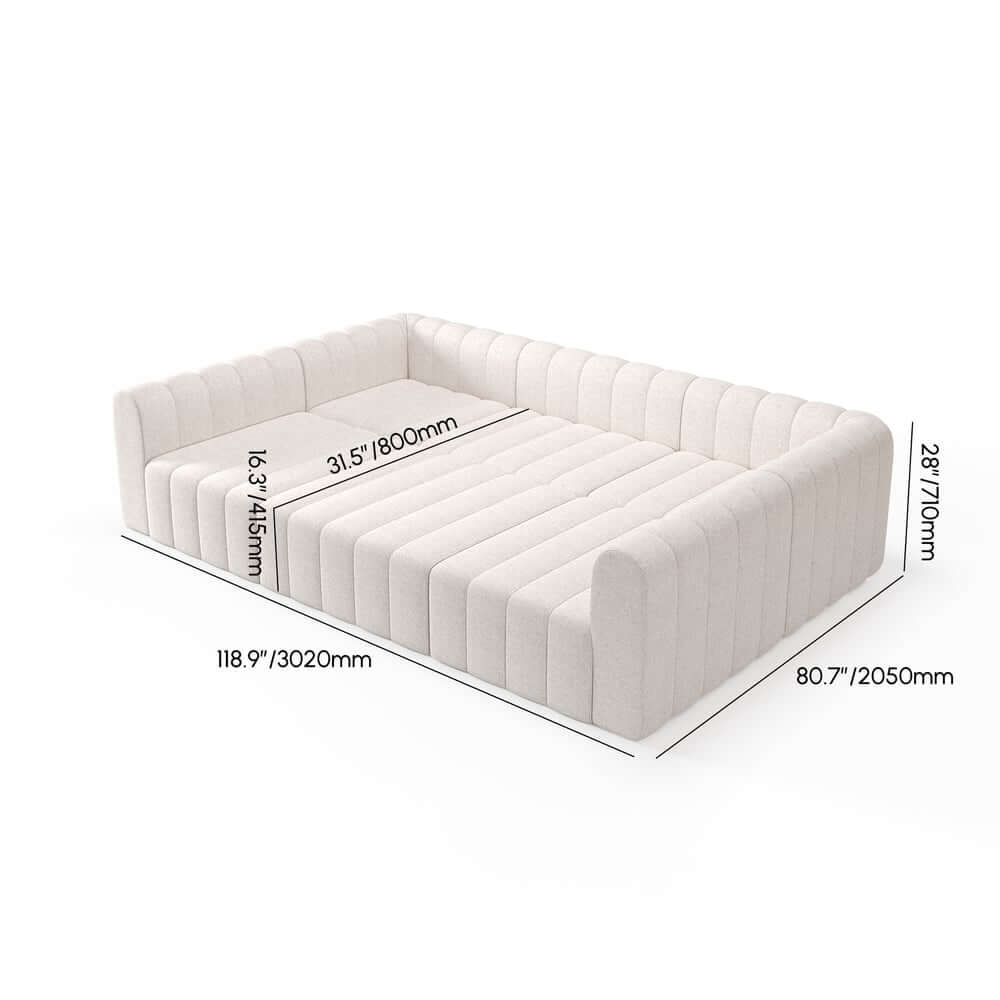 Modern U-Shaped Modular Sofa Set, Cotton Linen Upholstery Dimensions