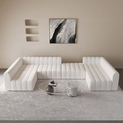 Modern U-Shaped Modular Sofa Set, Cotton Linen Upholstery Main Product Image