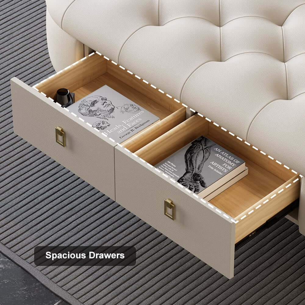 Modern Upholstered Bedroom Bench with Two Storage Drawers