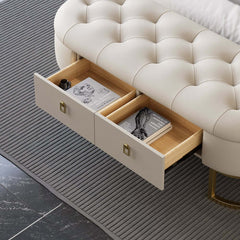Modern Upholstered Bedroom Bench with Two Storage Drawers