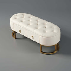 Modern Upholstered Bedroom Bench with Two Storage Drawers