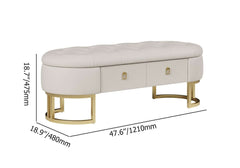 Modern Upholstered Bedroom Bench with Two Storage Drawers Dimensions