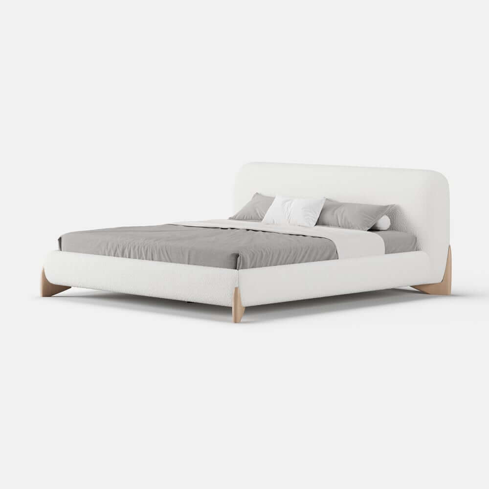 Modern Upholstered King Bed with Cotton & Linen Fabric