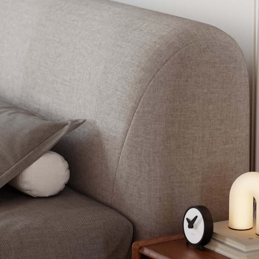 Modern Upholstered King Bed with Cotton & Linen Fabric