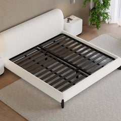 Modern Upholstered King Bed with Cotton & Linen Fabric