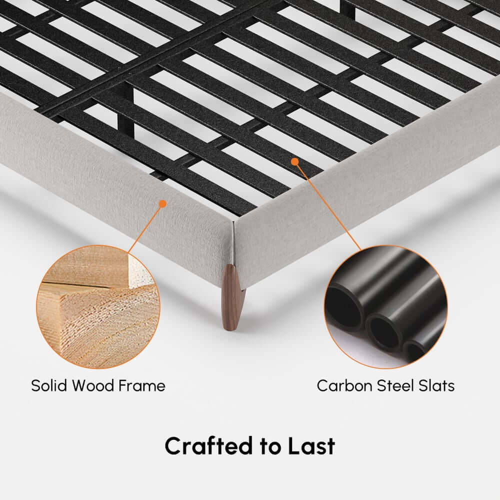 Modern Upholstered King Bed with Cotton & Linen Fabric