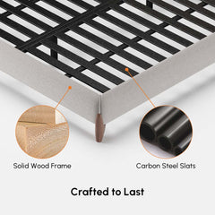 Modern Upholstered King Bed with Cotton & Linen Fabric