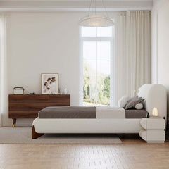 Modern Upholstered King Bed with Cotton & Linen Fabric
