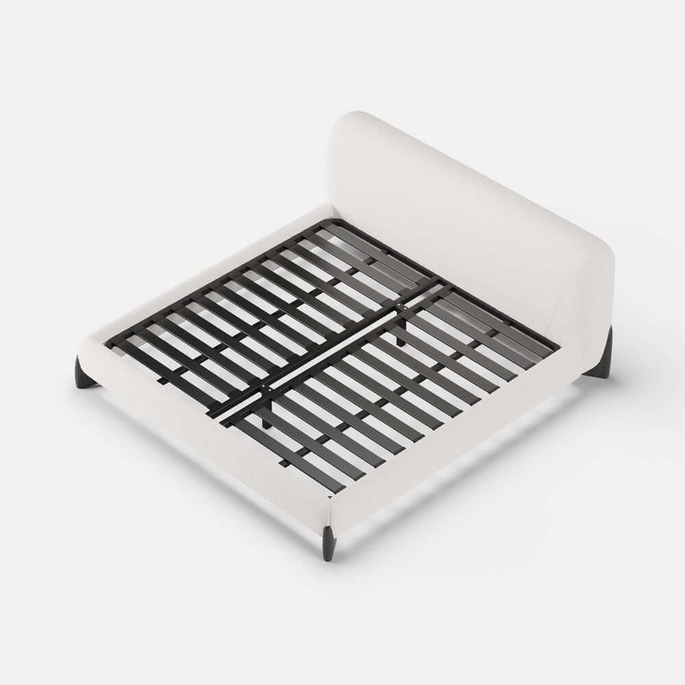 Modern Upholstered King Bed with Cotton & Linen Fabric