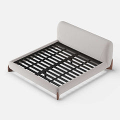Modern Upholstered King Bed with Cotton & Linen Fabric