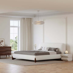 Modern Upholstered King Bed with Cotton & Linen Fabric
