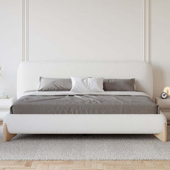 Modern Upholstered King Bed with Cotton & Linen Fabric