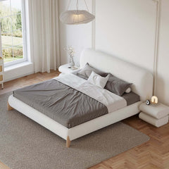 Modern Upholstered King Bed with Cotton & Linen Fabric