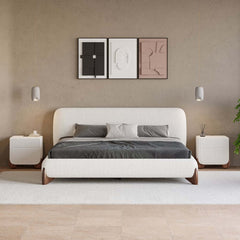 Modern Upholstered King Bed with Cotton & Linen Fabric