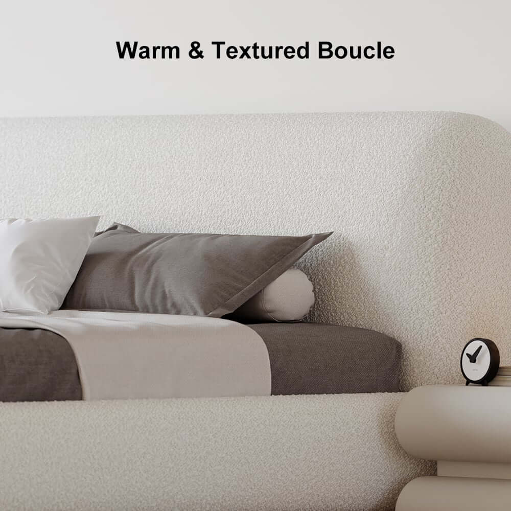 Modern Upholstered King Bed with Cotton & Linen Fabric