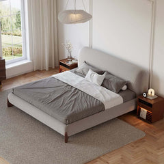 Modern Upholstered King Bed with Cotton & Linen Fabric