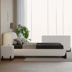 Modern Upholstered King Bed with Cotton & Linen Fabric