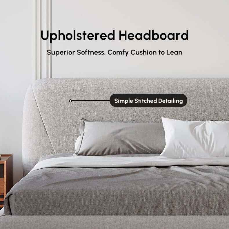 Modern Upholstered King Bed with Cotton & Linen Fabric