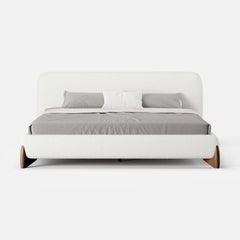 Modern Upholstered King Bed with Cotton & Linen Fabric