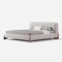 Modern Upholstered King Bed with Cotton & Linen Fabric