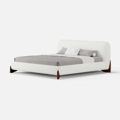 Modern Upholstered King Bed with Cotton & Linen Fabric
