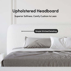 Modern Upholstered King Bed with Cotton & Linen Fabric