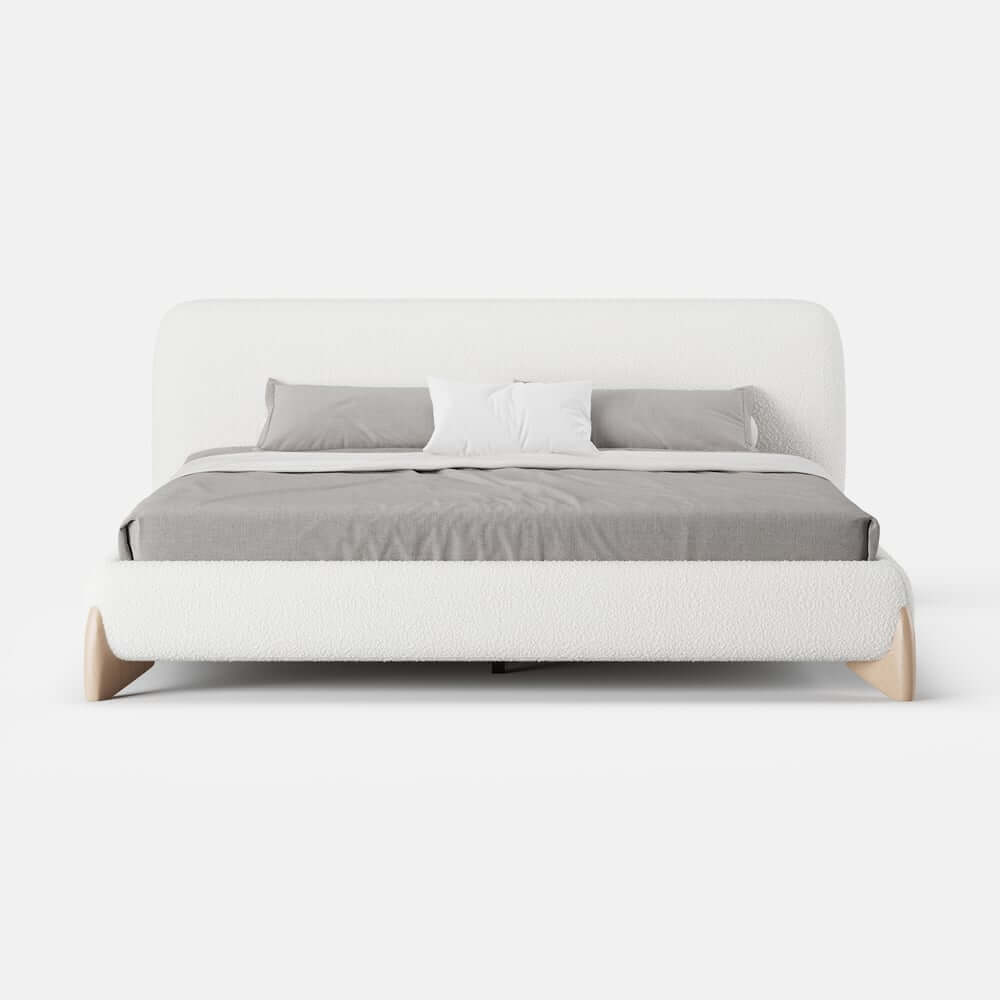 Modern Upholstered King Bed with Cotton & Linen Fabric