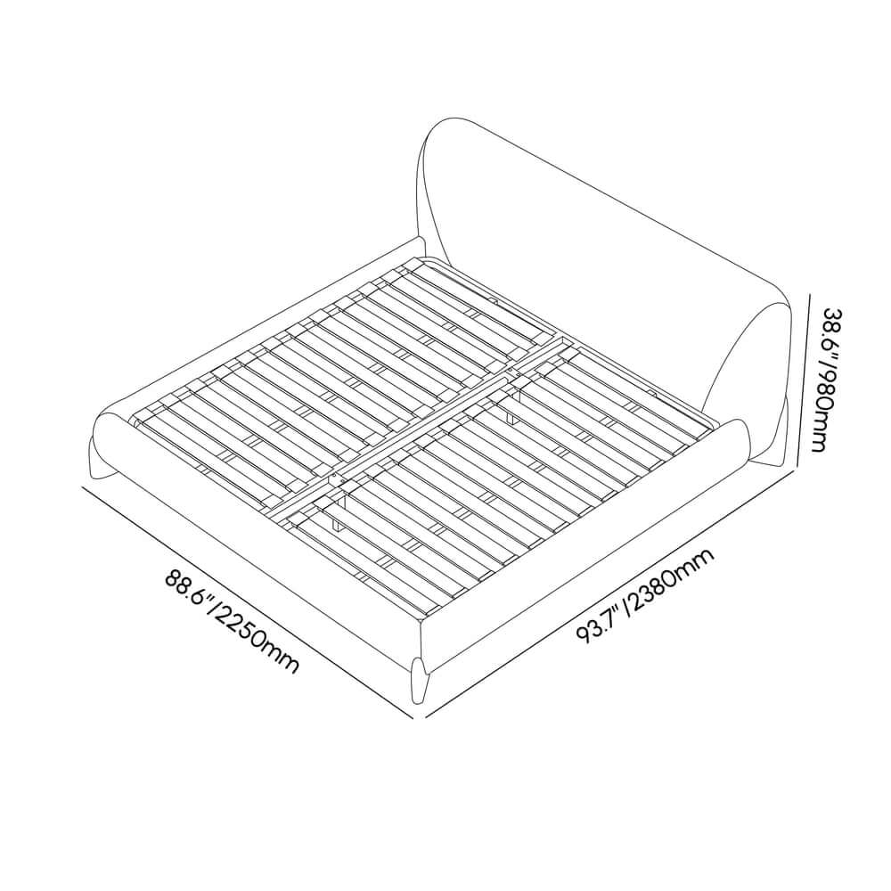 Modern Upholstered King Bed with Cotton & Linen Fabric Dimensions