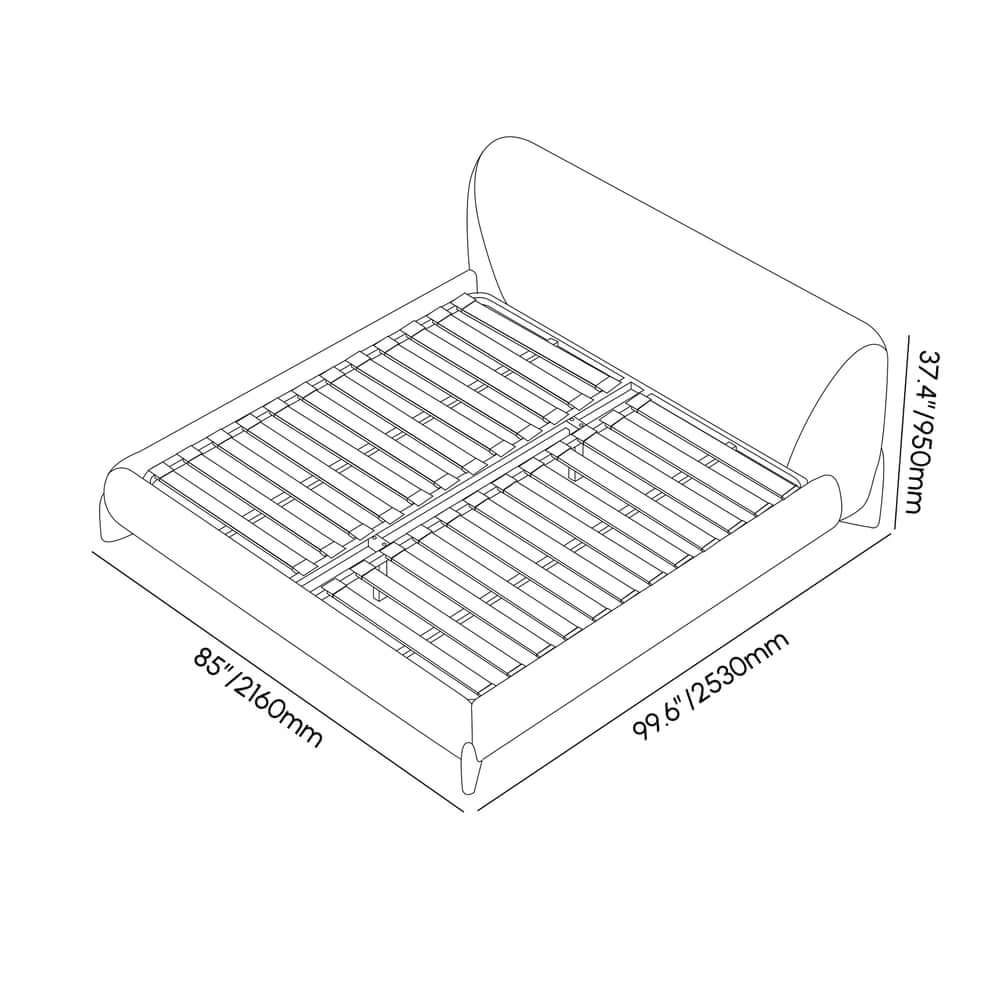 Modern Upholstered King Bed with Cotton & Linen Fabric Dimensions