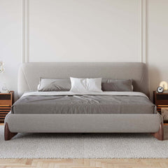 Modern Upholstered King Bed with Cotton & Linen Fabric Main Product Image