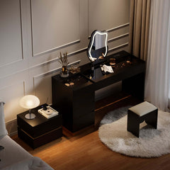 Modern Vanity Set with Lighted Mirror and Charging Station