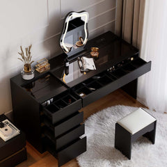 Modern Vanity Set with Lighted Mirror and Charging Station