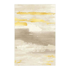 Modern Velvet Abstract Rug in Gray and Gold for Living Room