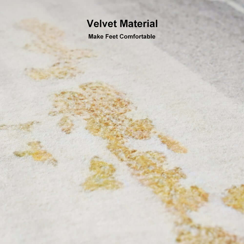 Modern Velvet Abstract Rug in Gray and Gold for Living Room