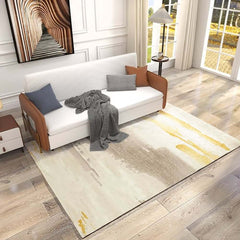 Modern Velvet Abstract Rug in Gray and Gold for Living Room