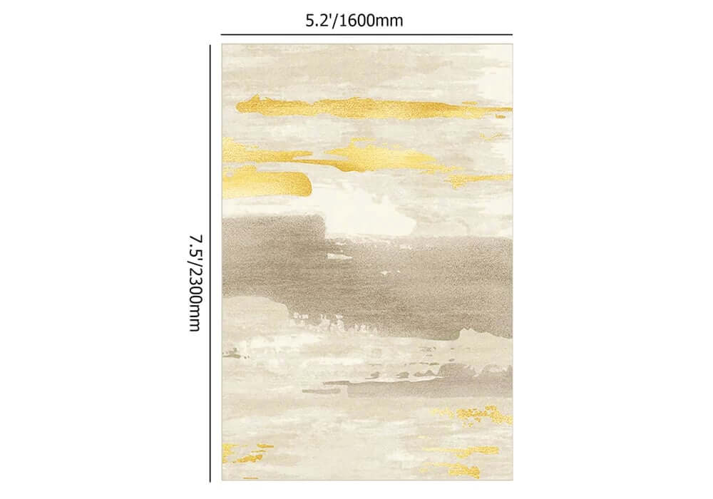 Modern Velvet Abstract Rug in Gray and Gold for Living Room Dimensions