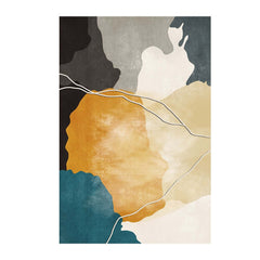 Modern Velvet Area Rug with Abstract Multi-Color Design