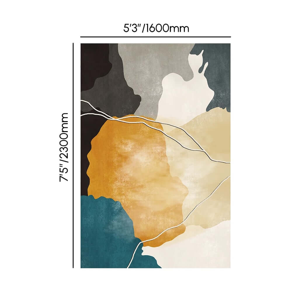 Modern Velvet Area Rug with Abstract Multi-Color Design Dimensions