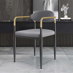 Modern Velvet Arm Chair Set - Solid Back, Metal Legs