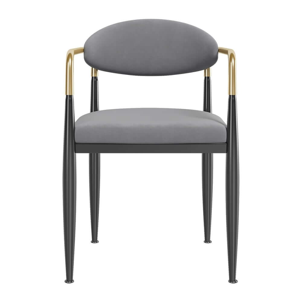 Modern Velvet Arm Chair Set - Solid Back, Metal Legs