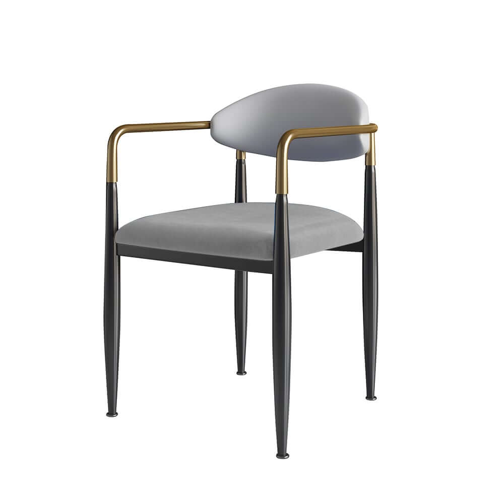 Modern Velvet Arm Chair Set - Solid Back, Metal Legs