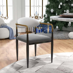 Modern Velvet Arm Chair Set - Solid Back, Metal Legs