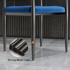 Modern Velvet Arm Chair Set - Solid Back, Metal Legs