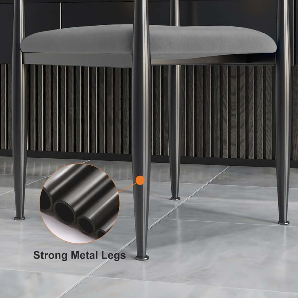 Modern Velvet Arm Chair Set - Solid Back, Metal Legs