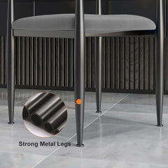 Modern Velvet Arm Chair Set - Solid Back, Metal Legs