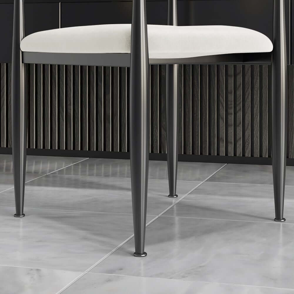 Modern Velvet Arm Chair Set - Solid Back, Metal Legs