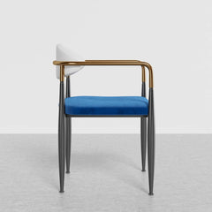 Modern Velvet Arm Chair Set - Solid Back, Metal Legs