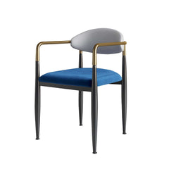 Modern Velvet Arm Chair Set - Solid Back, Metal Legs