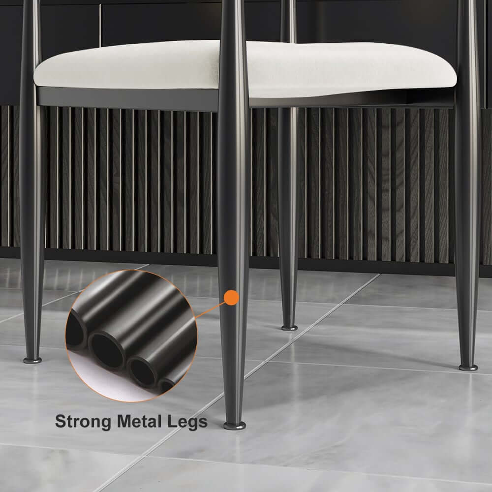 Modern Velvet Arm Chair Set - Solid Back, Metal Legs