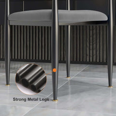 Modern Velvet Arm Chair Set - Solid Back, Metal Legs